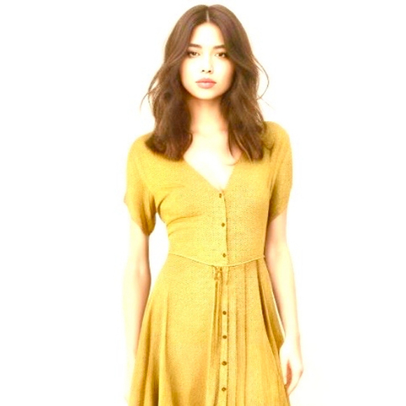 Rolla's Mini Dress - Milla Dress Yellow Mini Spot Dress Tie Waist Women’s Large - Picture 5 of 17